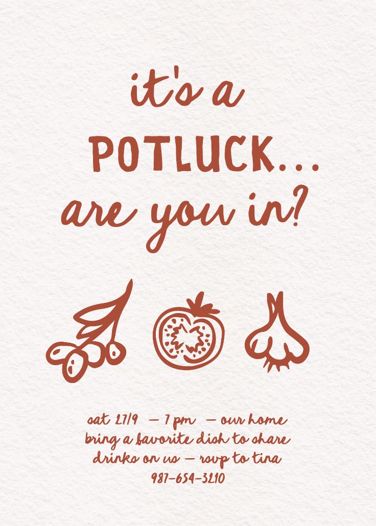 Foodie special - potluck invitation